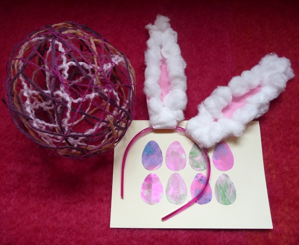 Easter crafts: bunny ears and woolly eggs